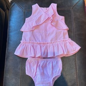 Habitual girl pink and white striped dress and bloomers